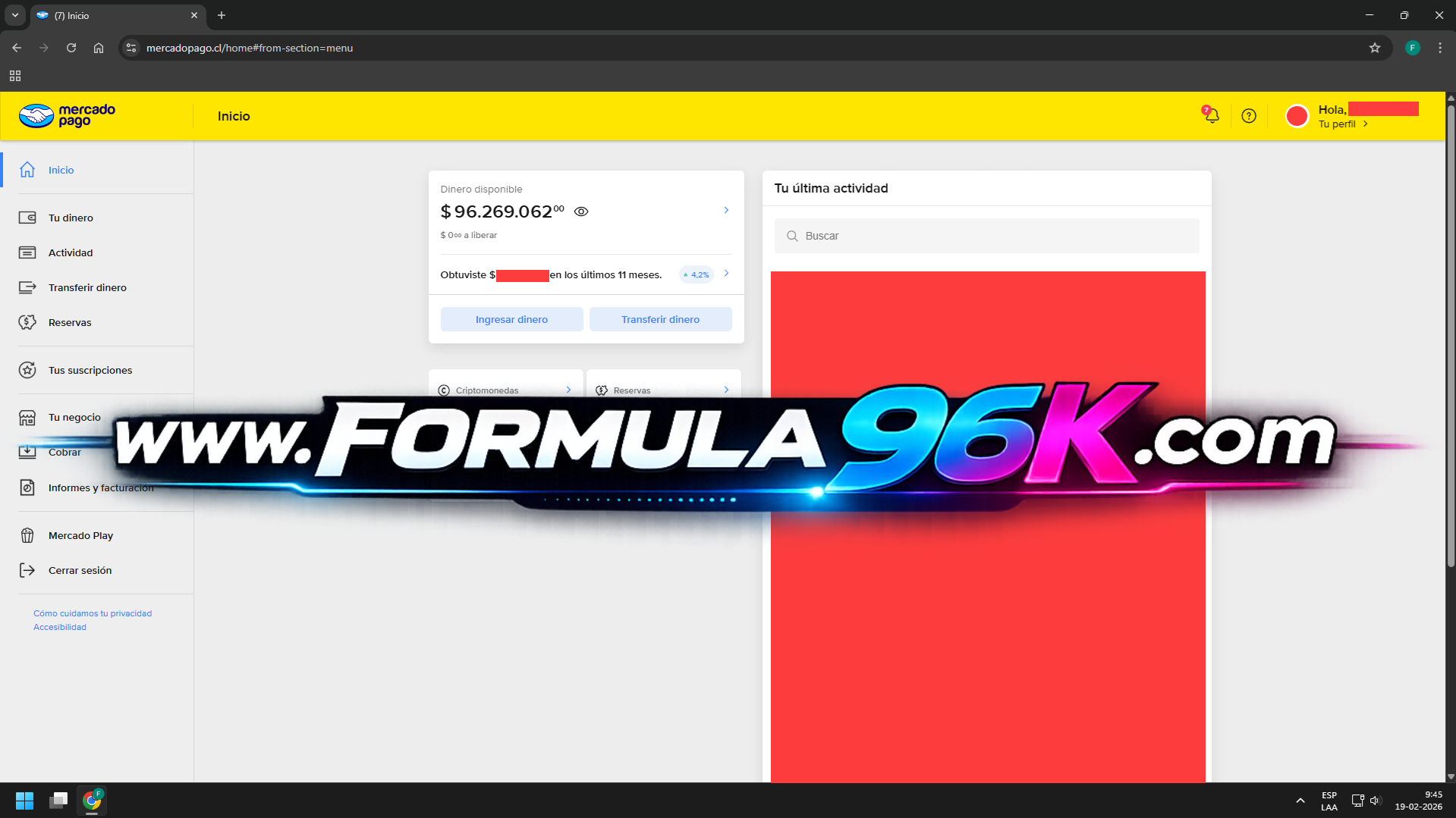 Dashboard de Ganancias Fórmula 96K